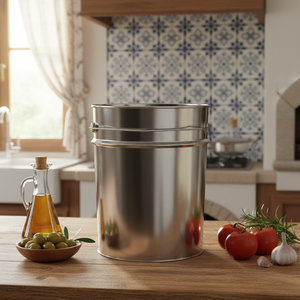 Kontensan L695 Cylindrical Metal <b>Tin</b> Container 10 Litre Vegetable Oil Storage <b>Bucket</b> 220x262mm Dimensions Turkey - Product Image 3