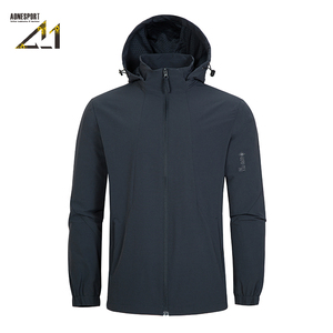Veste imperméable à capuche pour homme Aonesport, en nylon, col montant, fermeture éclair, coupe classique, veste d'extérieur - Product Image 2