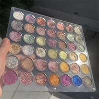 Palette de fards à paupières acryliques rechargeables 42 couleurs, boîte magnétique, organisateur de maquillage cosmétique empilable, fard à paupières duo-chrome