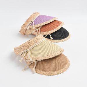 2023 musim panas kedatangan baru Travel musim panas pantai pelindung matahari topi matahari atas kosong dua warna cara wanita pelindung matahari rafia topi jerami - Product Image 1
