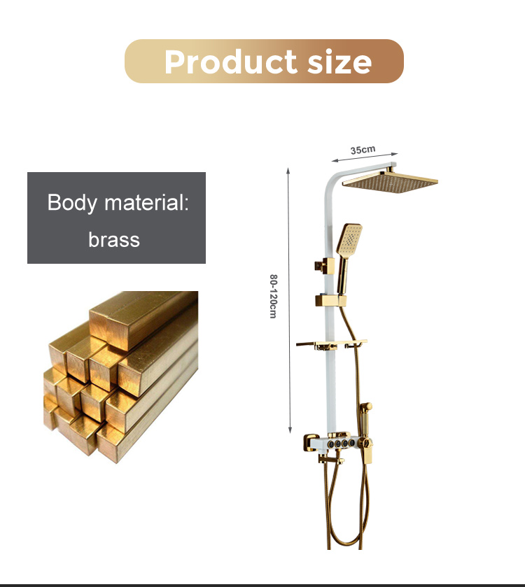 shower set wall mounted brass tap Bathroom taps luxury brass kits rain rainfall showerset mixer faucet set thermostatric shower