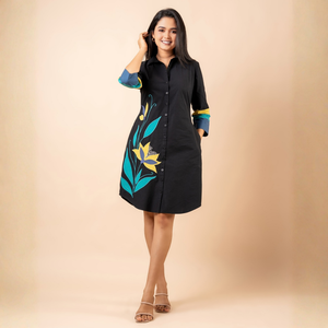 Vestido Corto Negro de Alta Calidad con Bordado y Apliques, Estilo Casual Premium para Mujer - Product Image 4