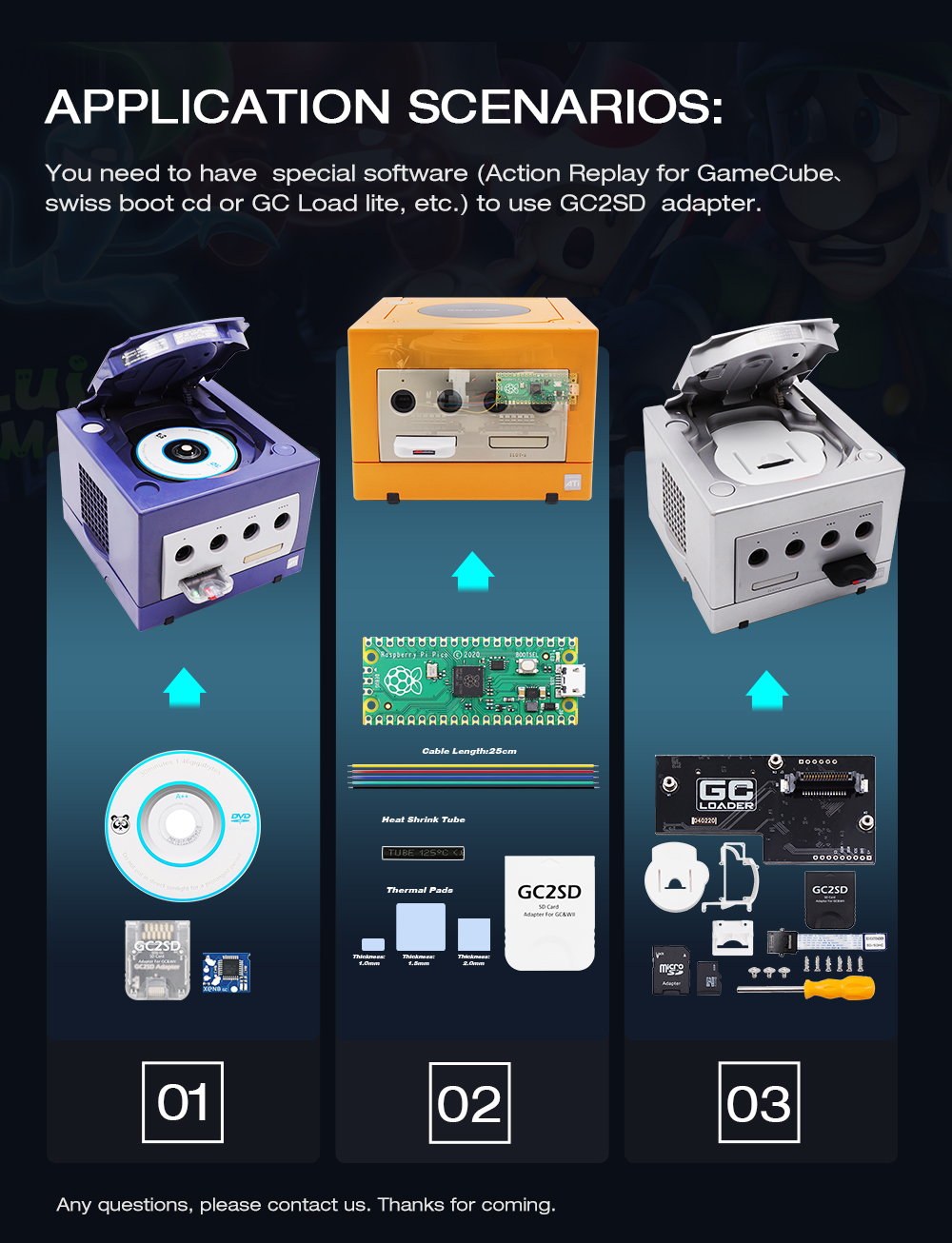 ニンテンドーゲームキューブWiiコンソールNGC用GC2SDマイクロSD