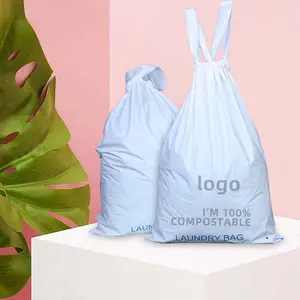 Fábrica impressão personalizada logotipo compostable lixo saco biodegradável projeto lixo sacos plásticos com cordão