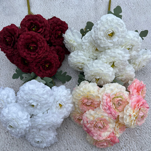 Rosas de Seda Borgoña de 9 Cabezas Realistas, Novedad 2026, Rosas de Jardín Galardonadas - Floración de Lujo, MOQ Bajo, Empaque OEM - Product Image 2