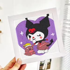 JiangXing Karikatur-Diamantmalerei-Kits für Kinder Kristallmalerei Holzrahmen DIY-Diamantsmalerei für Kinder Feiertagsgeschenk