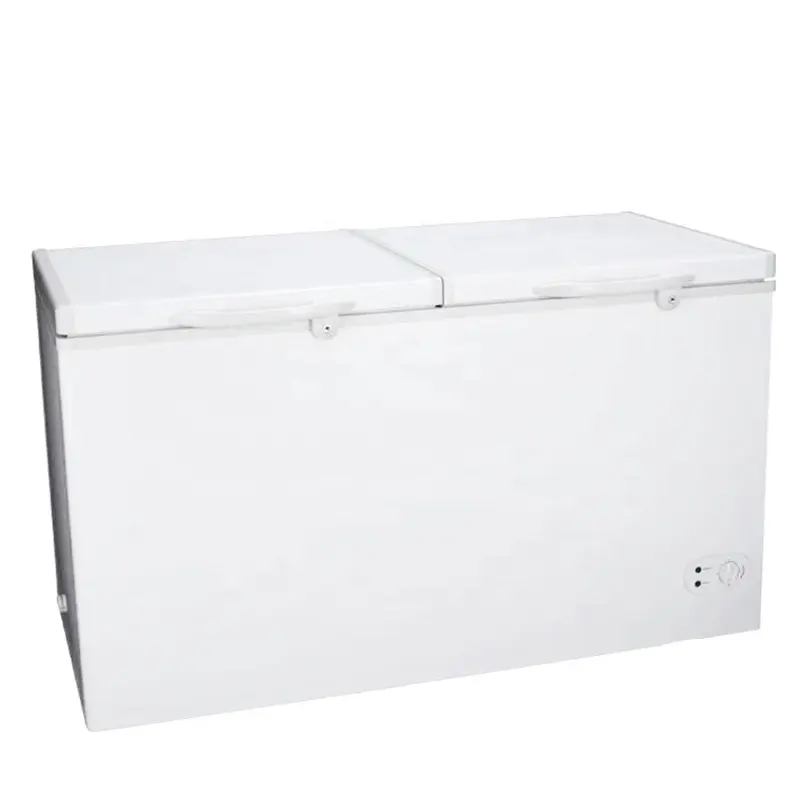 450L Branco Peito Duplo Porta Congelador Profundo Congelador Comercial De Armazenamento De Alimentos