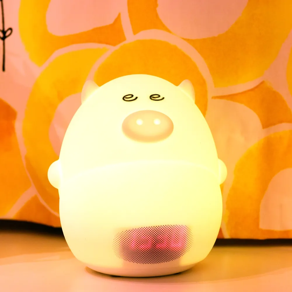 High Quality Cute Silicone Kids Child Cheap Color Changing Alarm Clock Pig Night Light
