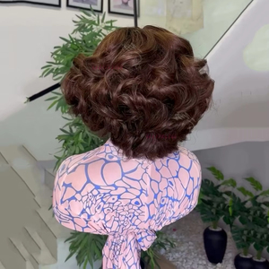 # Perruque en <span class=keywords><strong>cheveux</strong></span> humains 4x4 HD Lace Closure, 4 couleurs chocolat brun, sans colle, bouclée, lâche, ondulée, 100% <span class=keywords><strong>cheveux</strong></span> vietnamiens - Product Image 3