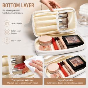 Pochette cosmétique personnalisée pour femmes, sac de rangement pour maquillage de voyage avec porte-pinceaux, pochette de rangement pour articles de toilette, logo personnalisé, vente en gros - Product Image 5