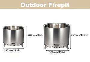 Brasero de Acero Inoxidable de Alta Calidad para Jardín Exterior de 15 Pulgadas, <span class=keywords><strong>Chimenea</strong></span> Ecológica de Leña, Mesa de Brasero para Exterior <span class=keywords><strong>Hecha</strong></span> a Mano - Product Image 2