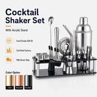 Kit de barman de luxe en acier inoxydable durable de 700 ml avec logo personnalisé, ensemble de shaker à cocktails de 22 pièces, doseur de 15/30 ml