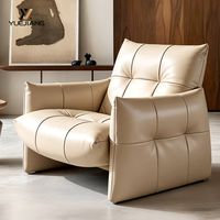 Fauteuil simple en cuir véritable rouge, fait main, style moderne et luxueux, pour la maison, le salon, la chambre, le bureau, l'hôtel