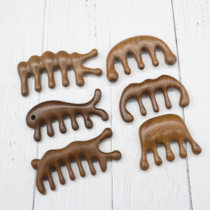 Pente de Madeira Natural com 5 Dedos para Massagem no Couro Cabeludo - Alivia o Estresse e Melhora a Circulação Sanguínea, Ferramenta Ecológica para Cuidado Capilar - Product Image 2