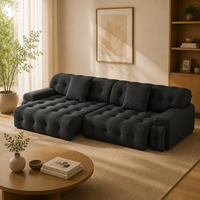 Canapé d'angle en tissu gris foncé moderne avec assise capitonnée, coussins profonds, garnissage en éponge, écologique, pour appartement/hôtel