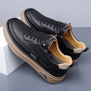 Zapatillas Deportivas de Piel para Hombre Aoinag, Blancas, de Tacón Bajo, con Cordones Delanteros, Color Sólido, Estilo Juvenil, para Skate - Product Image 4