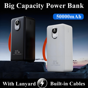 50000mAh PD20w ad alta capacità di ricarica rapida Power Bank <span class=keywords><strong>cavi</strong></span> incorporati per stazione di alimentazione <span class=keywords><strong>batteria</strong></span> esterna caricabatterie <span class=keywords><strong>con</strong></span> cordino - Product Image 3