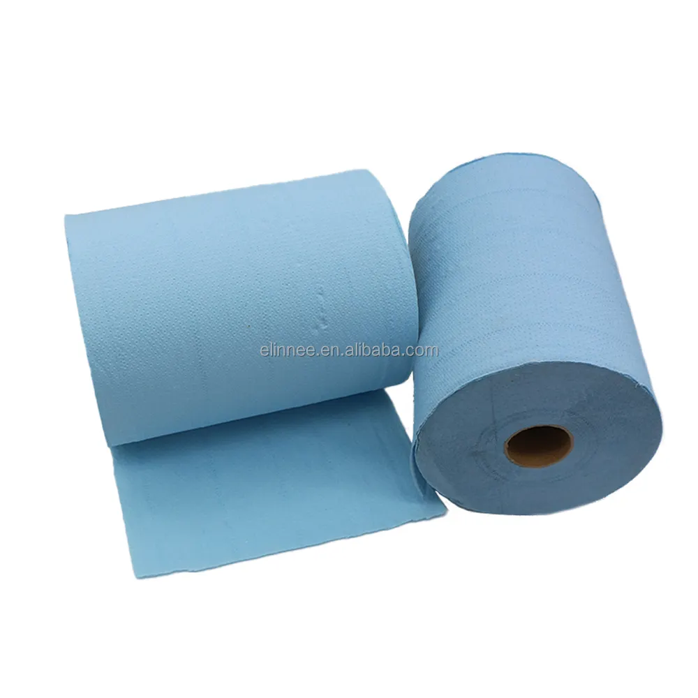 Rollos de papel azul ecológicos Toalla de papel de mano Rollo de papel higiénico azul tejido