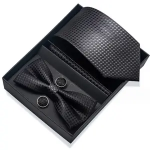 Mens Tie BOW TIE vuông khăn Khuy măng sét 6 mặt Hàng thiết lập chính thức Tie 8cm bán buôn