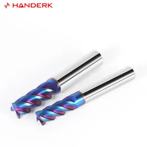 HANDERK 45/55/65Hrc 텅스텐 카바이드 스퀘어 엔드 밀 2/3/ 4 플루트 CNC 공구 용 CNC 밀링 커터 비트