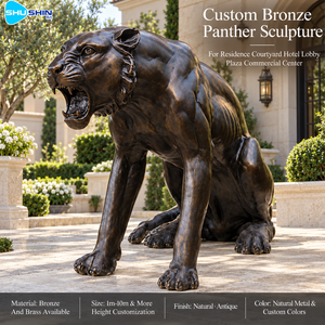 Scultura di <span class=keywords><strong>Pantera</strong></span> a Grandezza Naturale in Bronzo, Statua di Animale Selvatico Personalizzata per Hotel, Giardini, Parchi, Centri Artistici e Cortili - Product Image 1