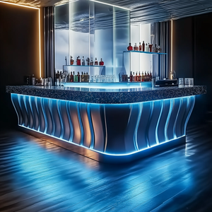 เคาน์เตอร์บาร์ร้านอาหารโรงแรมทำจากไม้พร้อมหินอ่อนดีไซน์ทันสมัยสำหรับบาร์และห้องนั่งเล่น - Product Image 4