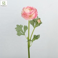 2 Tangkai Bunga Ranunculus Sentuhan Asli Buatan Warna Putih Pink untuk Dekorasi Meja dan Luar Ruangan