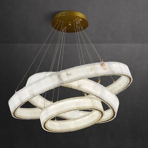 Sala de estar Villa alabastro anillo de tres niveles círculo candelabro de mármol español hoteles candelabros de anillo remoto y luces colgantes - Product Image 2