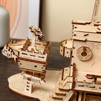 Puzzle 3D en bois en gros, modèle Fort pirate, Puzzles 3D en bois DIY pour adultes, Kit de montage de ville pirate