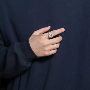 Hip-hop <b>Ring</b>, Copper With <b>Large</b> Zircon <b>Ring</b>, Men's Hip-hop Jewelry. - Product Image 4