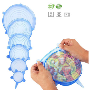 Reutilizable Flexible <span class=keywords><strong>tapas</strong></span> de silicona 6 piezas alimentos de silicona sello cubierta stretch <span class=keywords><strong>tapas</strong></span> conjunto - Product Image 4
