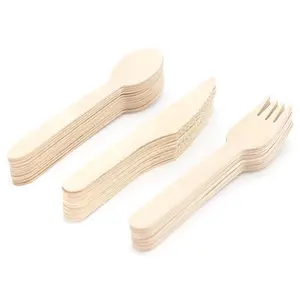 China Manufacturer direct sale disposable birch wooden cutlery forks knives spoon