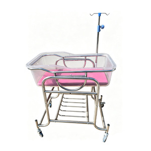 Cuna de acero inoxidable Hawbe con ruedas para hospitales y centros de cuidado posparto - Product Image 2