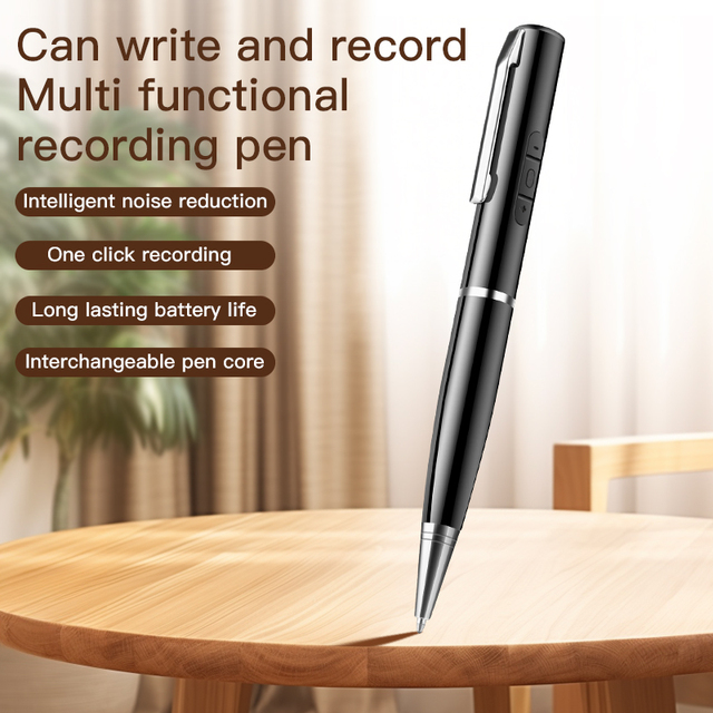 USB Digital Tape Recorder Pen Type Device with Noise Reduction Stereo Recording 128GB Storage Lossless MP3 Playback