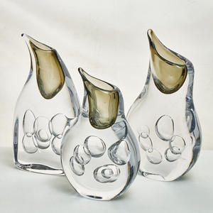 แจกันศิลปะ Liuli โปร่งแสงตกแต่งด้วยมือด้วยลวดลายดอกไม้แกะสลัก - Product Image 3