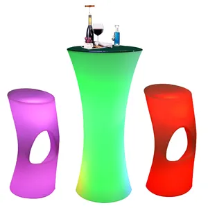 Mesas Y Sillas Para Eventos Modern Bar Stools Led Light Up Cube Seat Chair Seating Outdoor Furniture