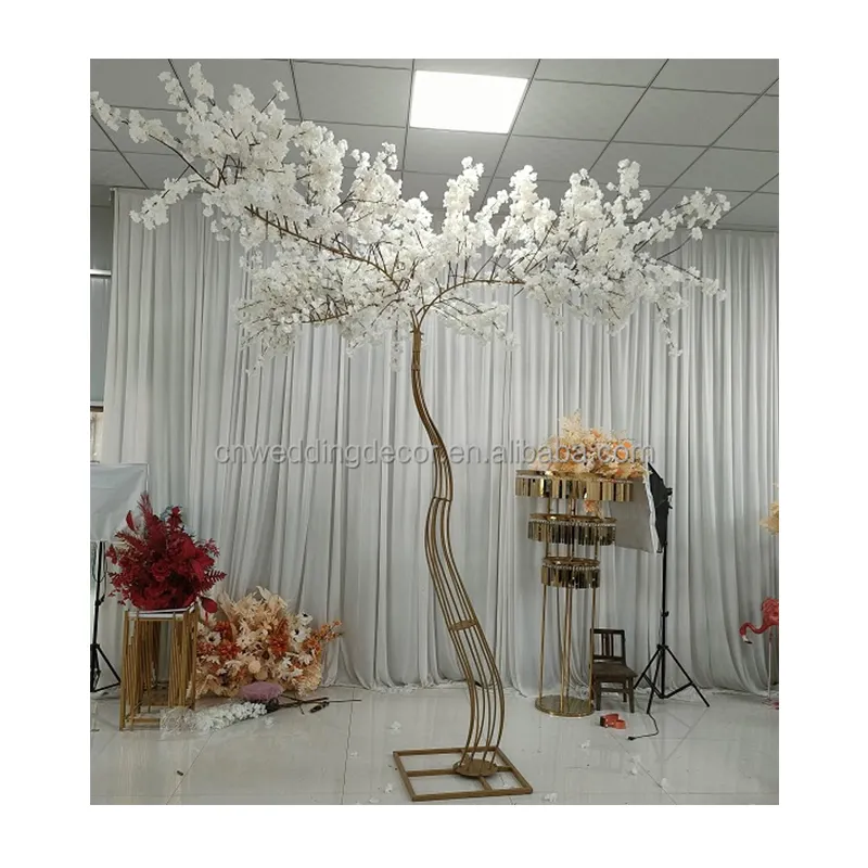 Soporte de árbol de Metal para exteriores, árbol Artificial de flores de cerezo blanco, decoración de boda, novedad