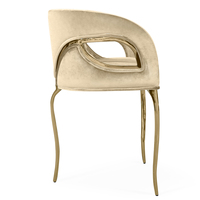 Chaise de salle à manger au design moderne et luxueux, chaise rembourrée en velours avec accents en laiton poli pour la maison, les bars, les hôtels, les villas