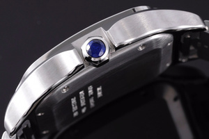 Montre mécanique automatique élégante et tendance, boîtier en acier inoxydable brossé et poli, cadran bleu à motif soleil - Product Image 3