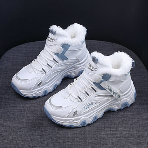 7815 <span class=keywords><strong>chaussures</strong></span> <span class=keywords><strong>de</strong></span> sport décontractées en coton pour femmes <span class=keywords><strong>hiver</strong></span> chaud à lacets plat conception imperméable - Product Image 3