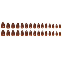 Ongles artificiels marron longs en forme d'amande, en plastique ABS, fabriqués à la machine, 24 pièces, qualité supérieure, vente en gros, ongles à presser, lot en vrac