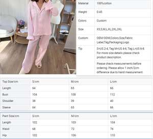 ชุดนอนผู้หญิง QINSI แบบสองชิ้น แขนยาว กางเกงขายาว ชุดลำลอง แต่งระบาย ลายทางสีชมพู ผ้าฝ้าย - Product Image 6