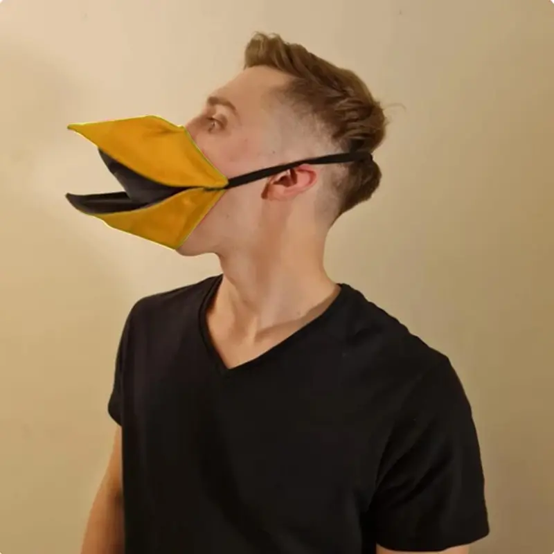 Epsilon Talking bird face cover funny beak Hand Made Duck Talking Face Cover Mask When You Move Your Jaw