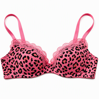 Soutien-gorge push-up à armatures avec dentelle imprimé léopard