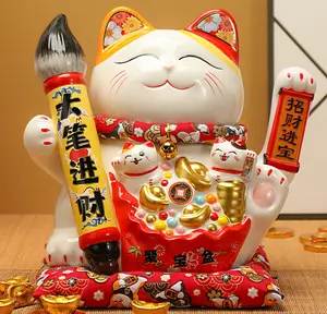 مشغولات يدوية للأعمال المنزلية صينية ثروة كهربائية 10 بوصة قطة محظوظة تلوح القط المحظوظ اليابان مانيكي نيكو للبيع بالجملة