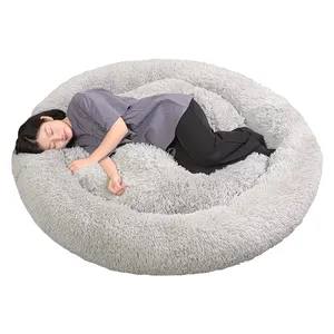 Yeni sürüm peluş hayvan kedi köpek yatağı insanlar ekstra büyük yumuşak lüks insan boyutu köpek yatağı için uyuklayan öğle saatlerinde
