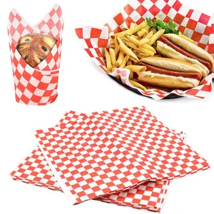 12X12 Vetvrije Deli Wrappers Voorgesneden Kraft Deli Pleinen Voor Sandwiches Voedsel Lade Wax Papier Voedselverpakking