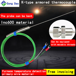 مقياس حرارة مزدوج حراري من النوع K مدرع Inc600 للكشف عن درجة حرارة الفرن الأساسي عالي الحرارة، مستشعر حرارة 191 قابل للانحناء - Product Image 2