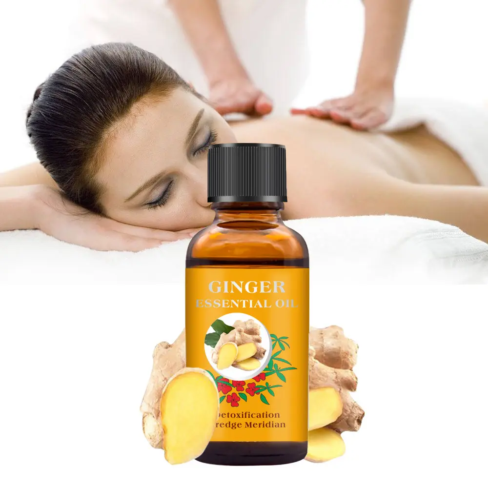Huile essentielle de Massage au gingembre, produit de cosmétique, pour la relaxation, revitalisant le corps, huile de décapage, Fatigue