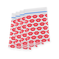Sachets mini-zippés en LDPE transparents imprimés lèvres rouges, refermables, pour échantillons de brillant à lèvres, cadeau beauté Saint-Valentin, vente en gros